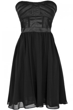 Different Angles Strapless Chiffon Designer Dress in Black